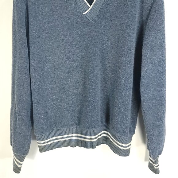 Vtg Intrepid Sweater Men's Large Blue Pullover V Neck Grandpa Preppy Grunge - Picture 2 of 8